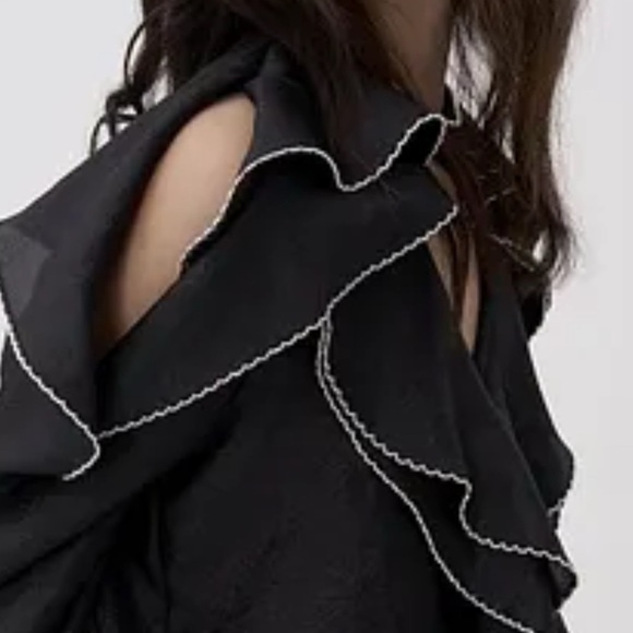 MIANOTTE Off-the-Shoulder Ruffle Detail Organza Blouse size 2 - Picture 2 of 10